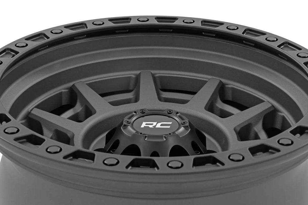 Rough Country 85 Series Wheel | Simulated Beadlock | Gunmetal Gray/Black | 17x9 | 5x4.5 | -12mm by Rough Country