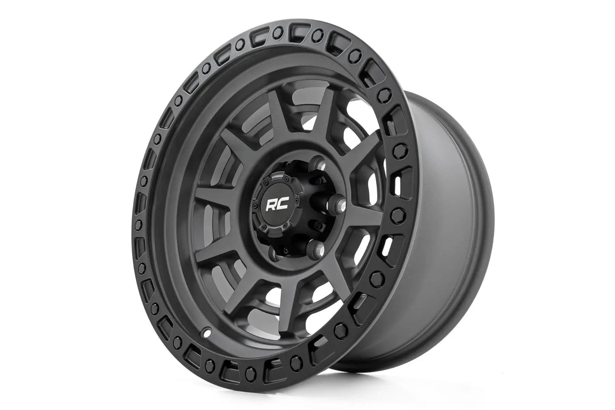 Rough Country 85 Series Wheel | Simulated Beadlock | Gunmetal Gray/Black | 17x9 | 5x5 | -12mm by Rough Country