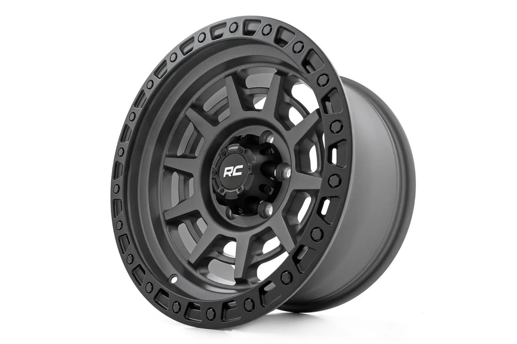 Rough Country 85 Series Wheel | Simulated Beadlock | Gunmetal Gray/Black | 17x9 | 8x170 | -12 by Rough Country