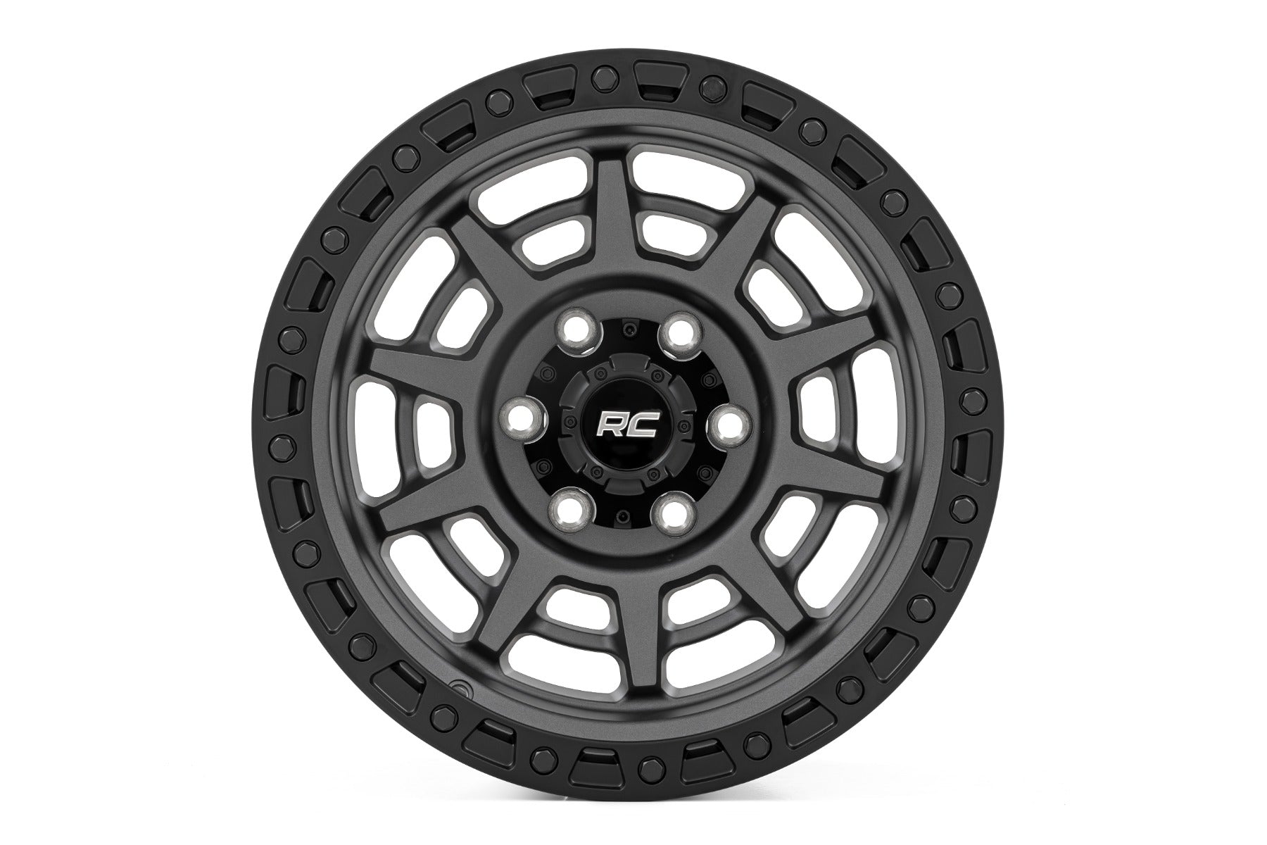 Rough Country 85 Series Wheel | Simulated Beadlock | Gunmetal Gray/Black | 17x9 | 6x135 | -12mm by Rough Country