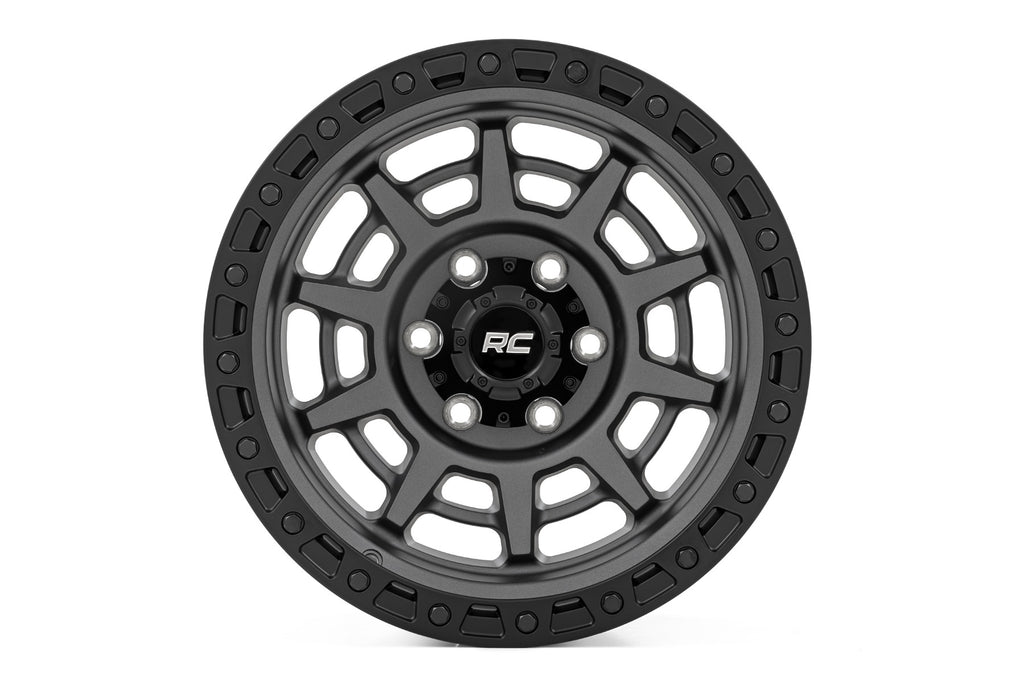 Rough Country 85 Series Wheel | Simulated Beadlock | Gunmetal Gray/Black | 17x9 | 6x135 | -12mm by Rough Country