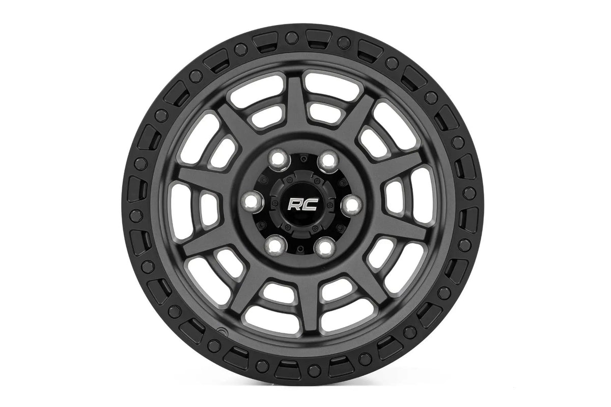 Rough Country 85 Series Wheel | Simulated Beadlock | Gunmetal Gray/Black | 17x9 | 6x5.5 | -12mm