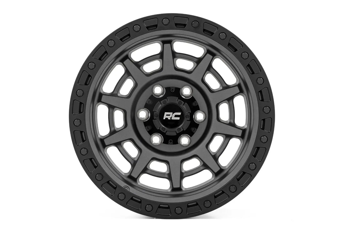 Rough Country 85 Series Wheel | Simulated Beadlock | Gunmetal Gray/Black | 17x9 | 6x5.5 | -12mm