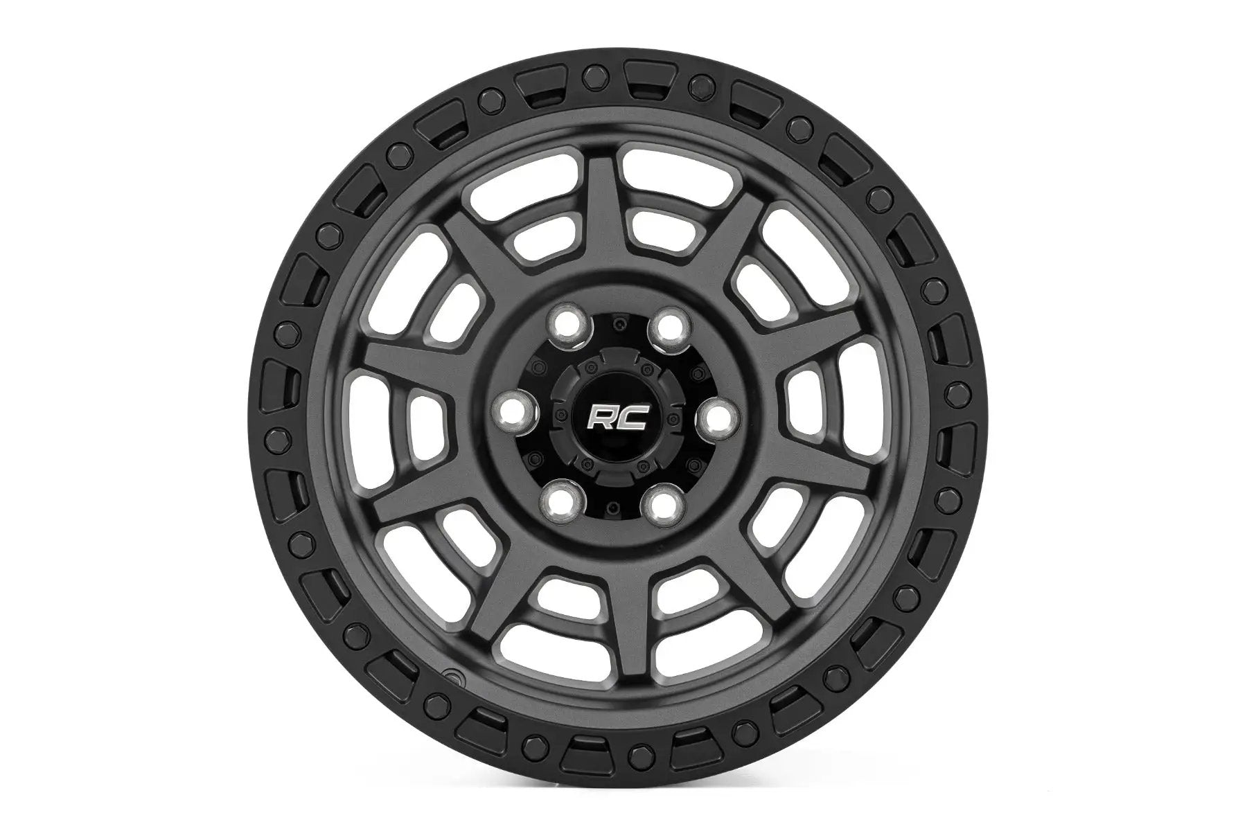 Rough Country 85 Series Wheel | Simulated Beadlock | Gunmetal Gray/Black | 17x9 | 8x170 | -12 by Rough Country