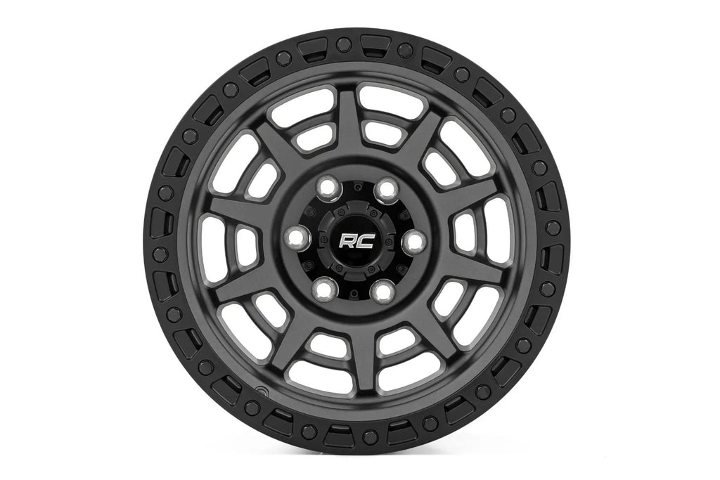Rough Country 85 Series Wheel | Simulated Beadlock | Gunmetal Gray/Black | 17x9 | 5x4.5 | -12mm by Rough Country