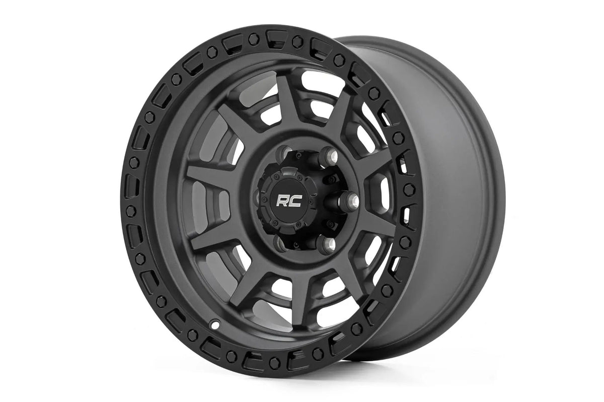 Rough Country 85 Series Wheel | Simulated Beadlock | Gunmetal Gray/Black | 17x9 | 6x135 | -12mm by Rough Country