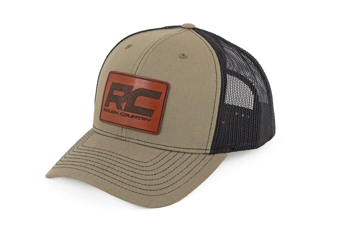 Rough Country Hat | Black Mesh | Rough Country Patch | Brown/Leather - Richardson 112 by Rough Country