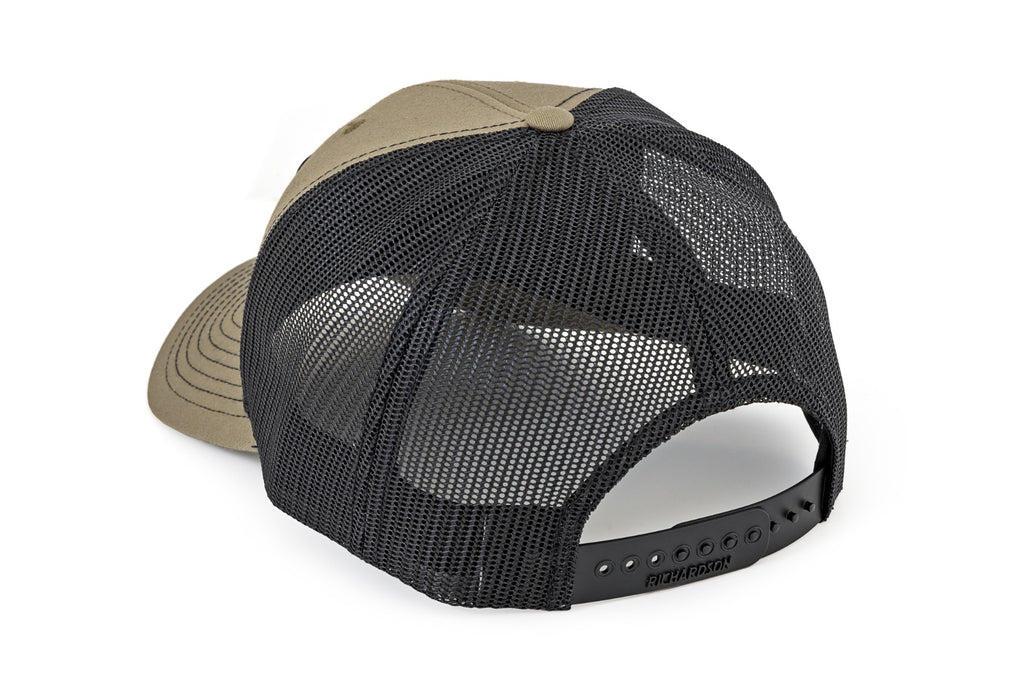 Rough Country Hat | Black Mesh | Rough Country Patch | Brown/Leather - Richardson 112 by Rough Country