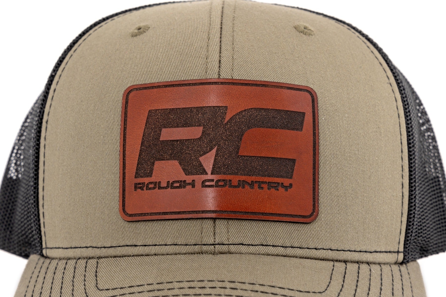 Rough Country Hat | Black Mesh | Rough Country Patch | Brown/Leather - Richardson 112 by Rough Country