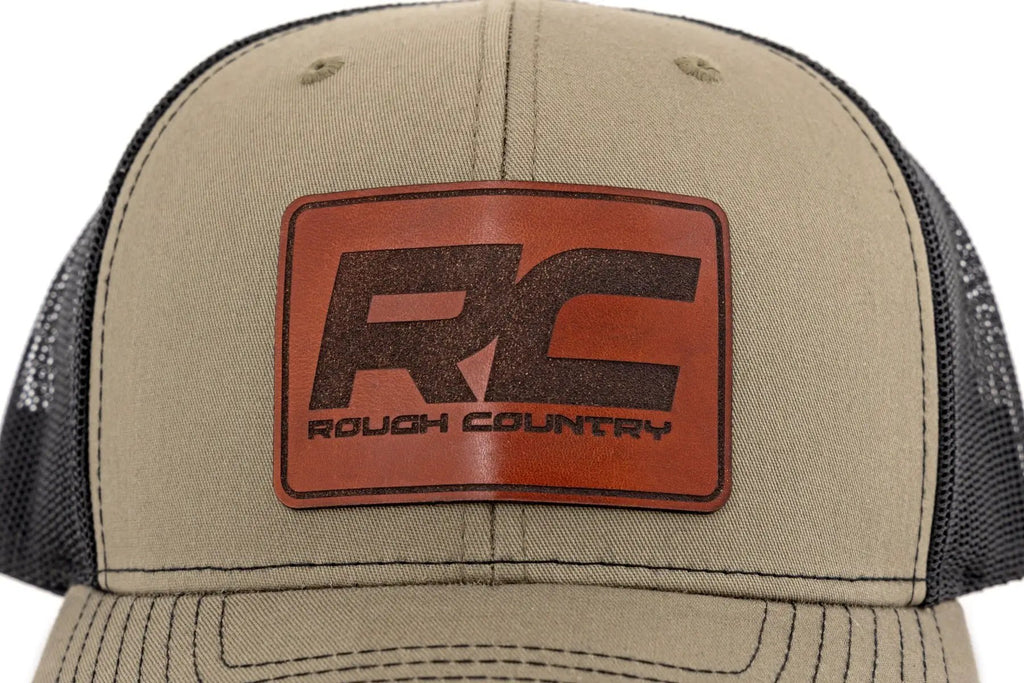 Rough Country Hat | Black Mesh | Rough Country Patch | Brown/Leather - Richardson 112 by Rough Country