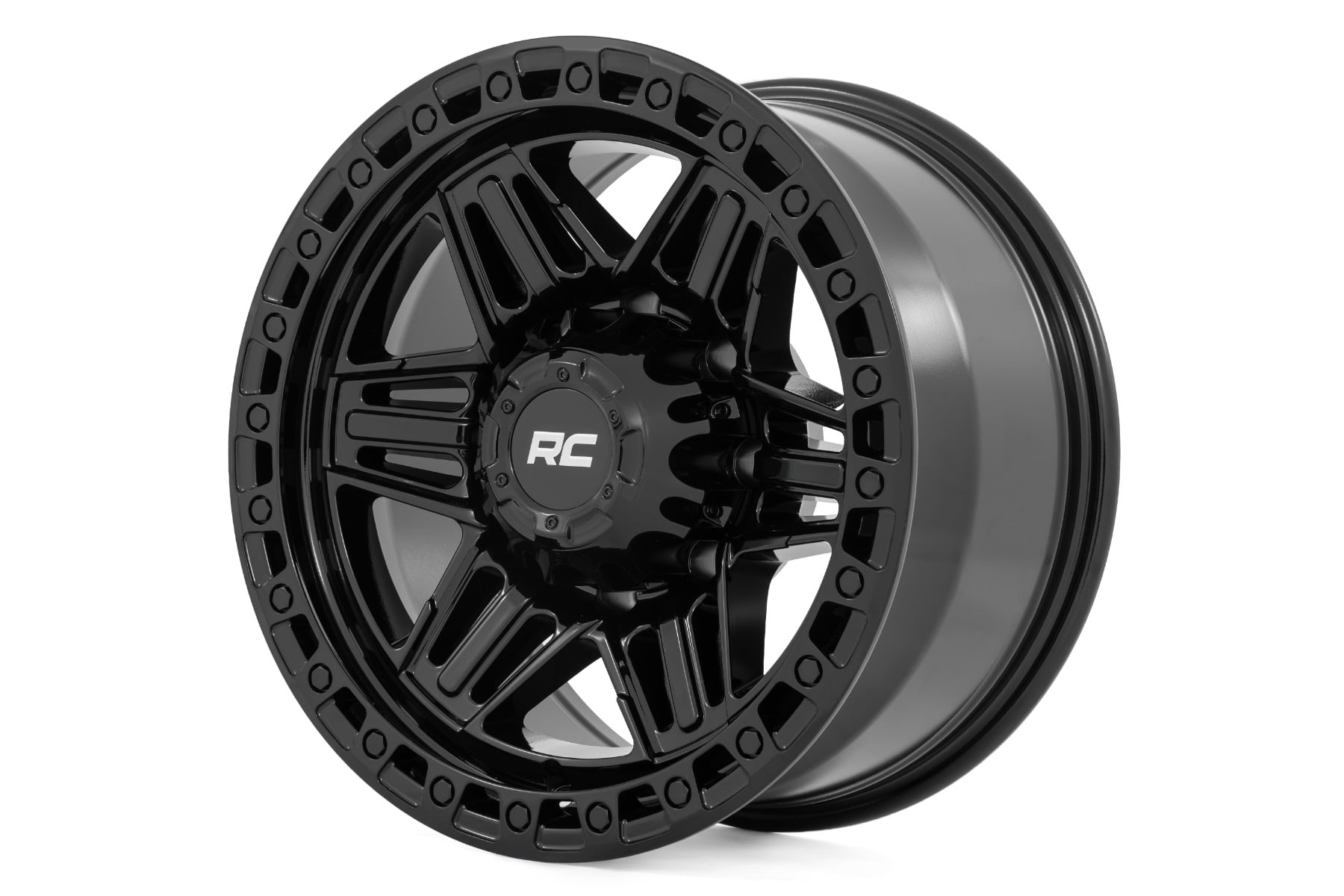 Rough Country 76 Series Wheel | Simulated Bead Lock | Gloss Black | 17x9 | 5x4.5 | +0mm by Rough Country