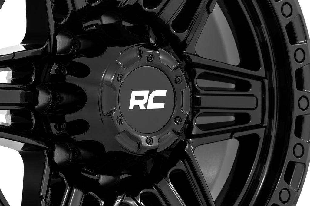 Rough Country 76 Series Wheel | Simulated Beadlock | Gloss Black | 17x9 | 5x5.5 | +0mm by Rough Country