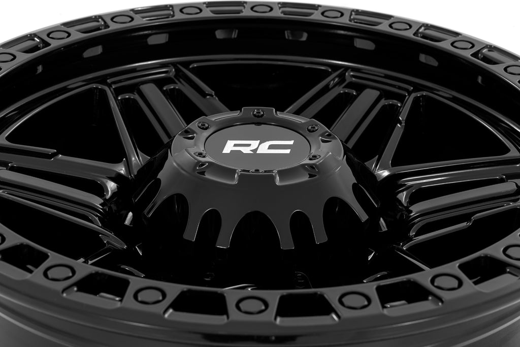 Rough Country 76 Series Wheel | Simulated Bead Lock | Gloss Black | 17x9 | 5x4.5 | +0mm by Rough Country