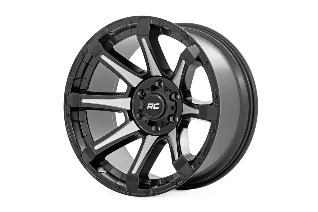 Rough Country 81 Series Wheel | One-Piece | Semi Gloss Black w/machined spokes | 20x9 | 5x5.5 | 0mm by Rough Country