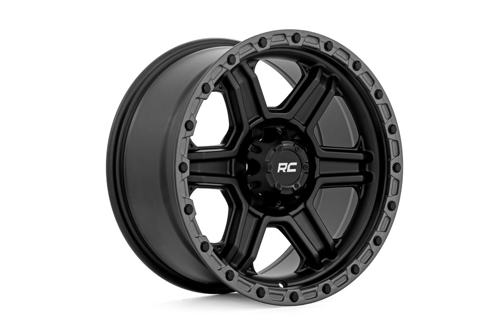 Rough Country 79 Series Wheel | One-Piece | Semi Gloss Black w/Gunmetal Ring | 17x8.5 | 6x5.5 | 0mm by Rough Country