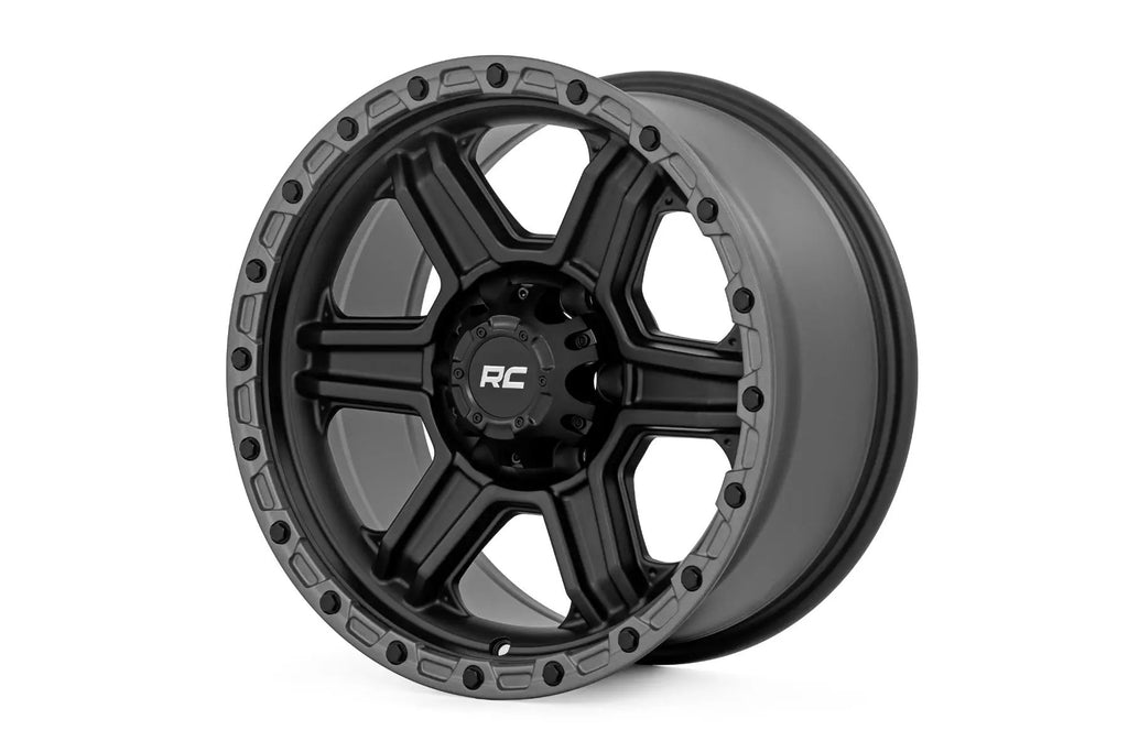 Rough Country 79 Series Wheel | One-Piece | Semi Gloss Black w/Gunmetal Ring | 17x8.5 | 6x5.5 | 0mm by Rough Country