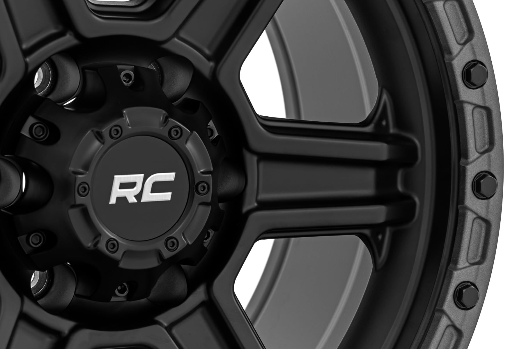 Rough Country 79 Series Wheel | One-Piece | Semi Gloss Black w/Gunmetal Ring | 17x8.5 | 6x5.5 | 0mm by Rough Country