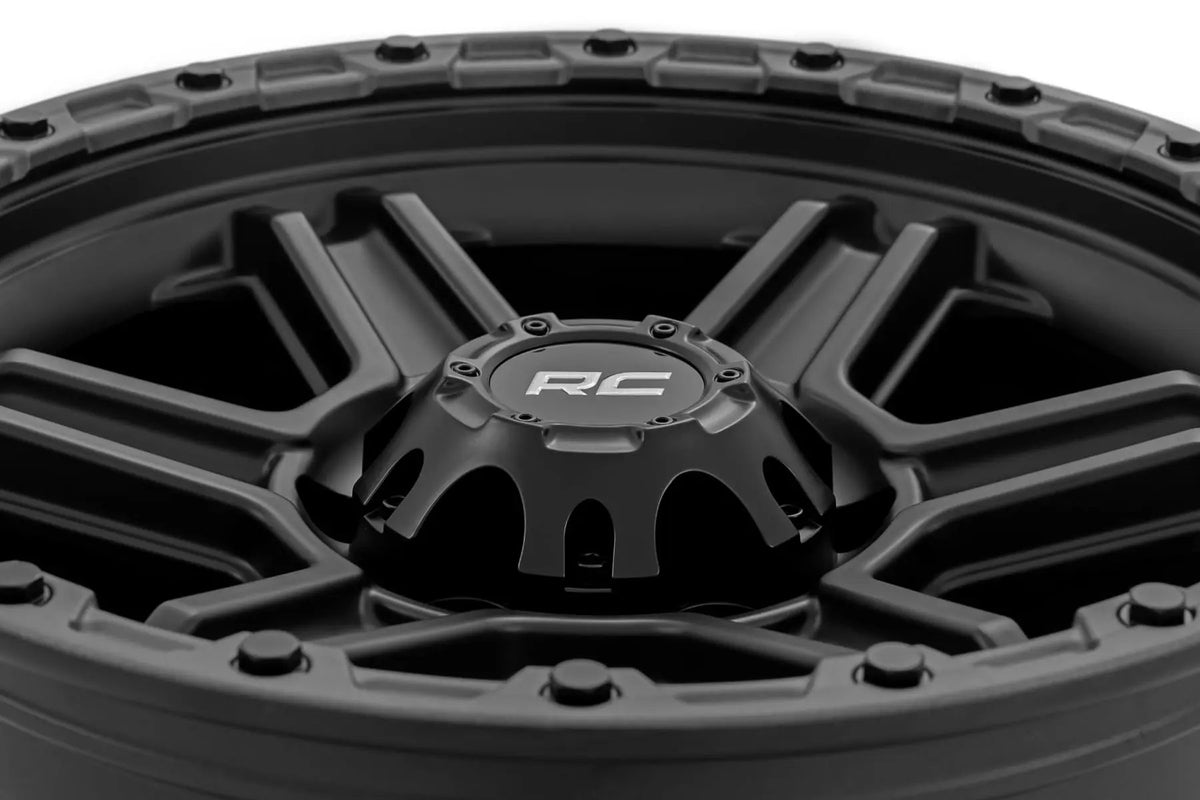 Rough Country 79 Series Wheel | One-Piece | Semi Gloss Black w/Gunmetal Ring | 17x8.5 | 6x5.5 | 0mm by Rough Country