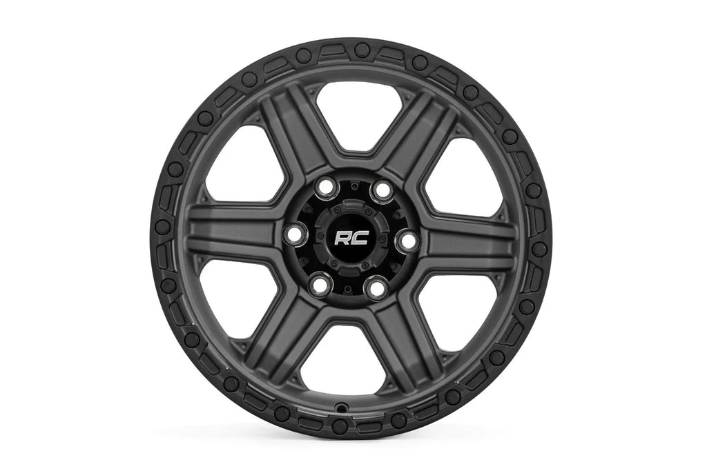 Rough Country 79 Series Wheel | One-Piece | Gunmetal Gray w/Black Ring | 17x8.5 | 6x5.5 | 0mm by Rough Country