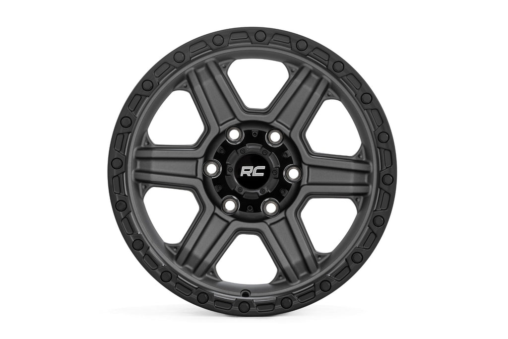 Rough Country 79 Series Wheel | One-Piece | Gunmetal Gray w/Black Ring | 17x8.5 | 6x5.5 | 0mm by Rough Country