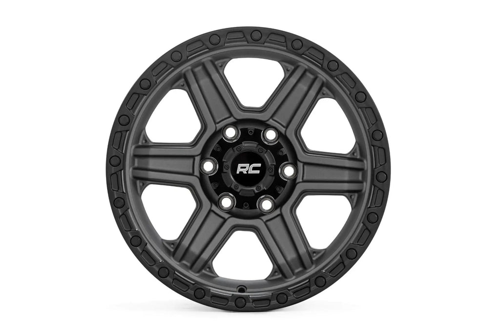 Rough Country 79 Series Wheel | One-Piece | Gunmetal Gray w/Black Ring | 17x8.5 | 6x5.5 | 0mm by Rough Country