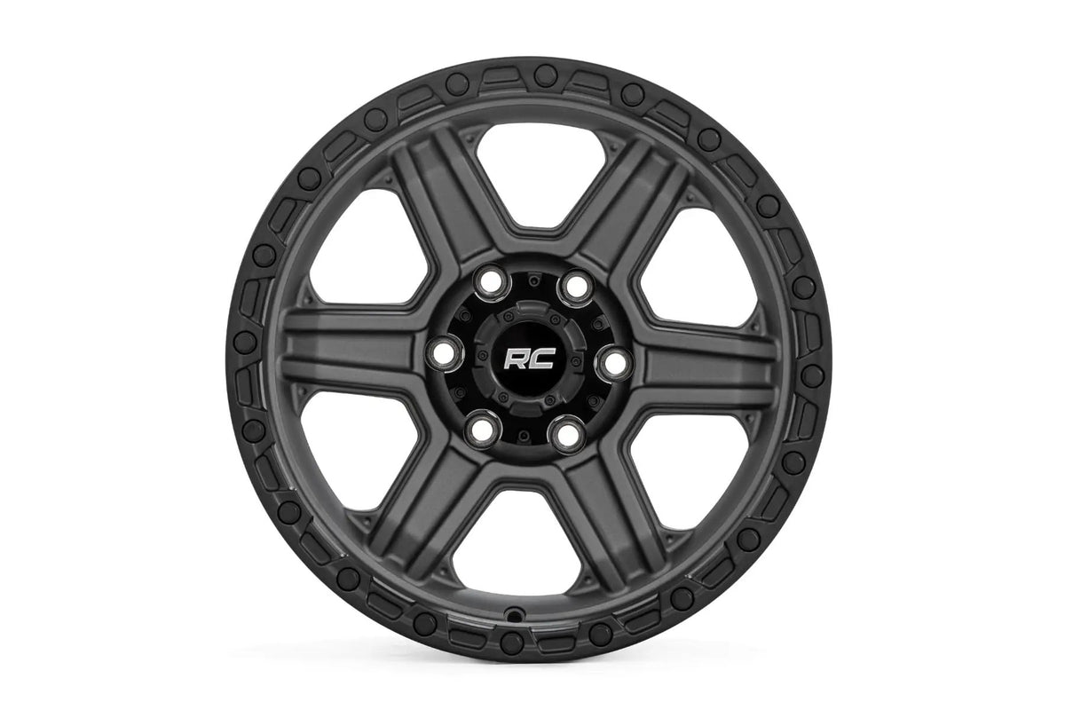 Rough Country 79 Series Wheel | One-Piece | Gunmetal Gray w/Black Ring | 17x8.5 | 6x5.5 | 0mm by Rough Country