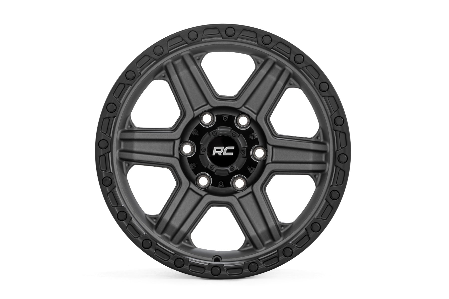 Rough Country 79 Series Wheel | One-Piece | Gunmetal Gray w/Black Ring | 17x8.5 | 6x5.5 | 0mm by Rough Country