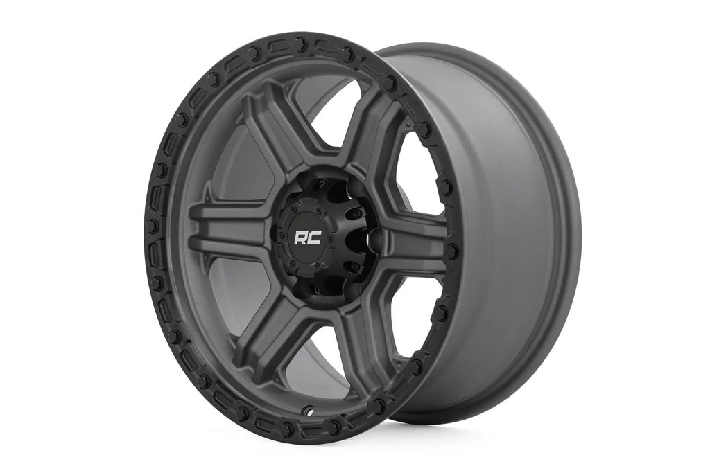 Rough Country 79 Series Wheel | One-Piece | Gunmetal Gray w/Black Ring | 17x8.5 | 6x5.5 | 0mm by Rough Country