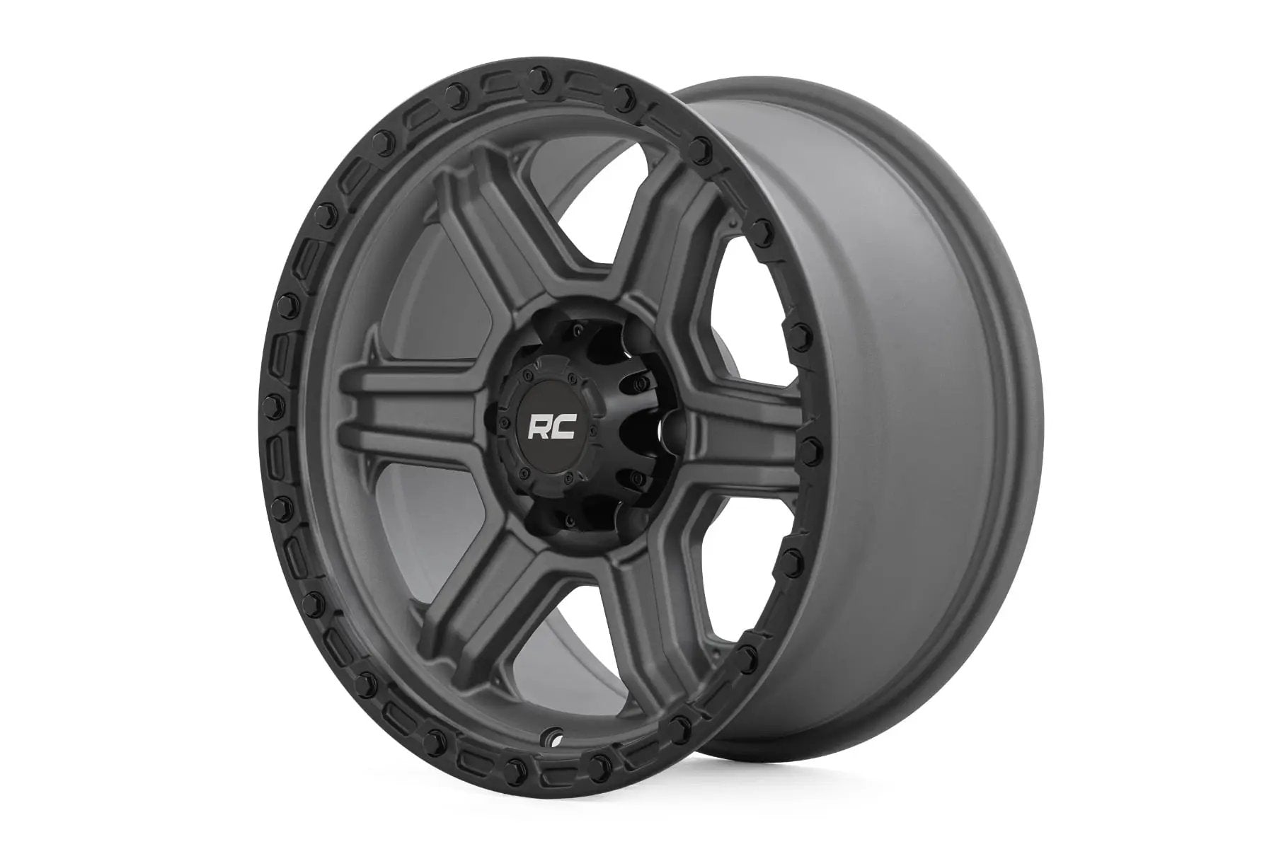 Rough Country 79 Series Wheel | One-Piece | Gunmetal Gray w/Black Ring | 17x8.5 | 6x5.5 | 0mm by Rough Country