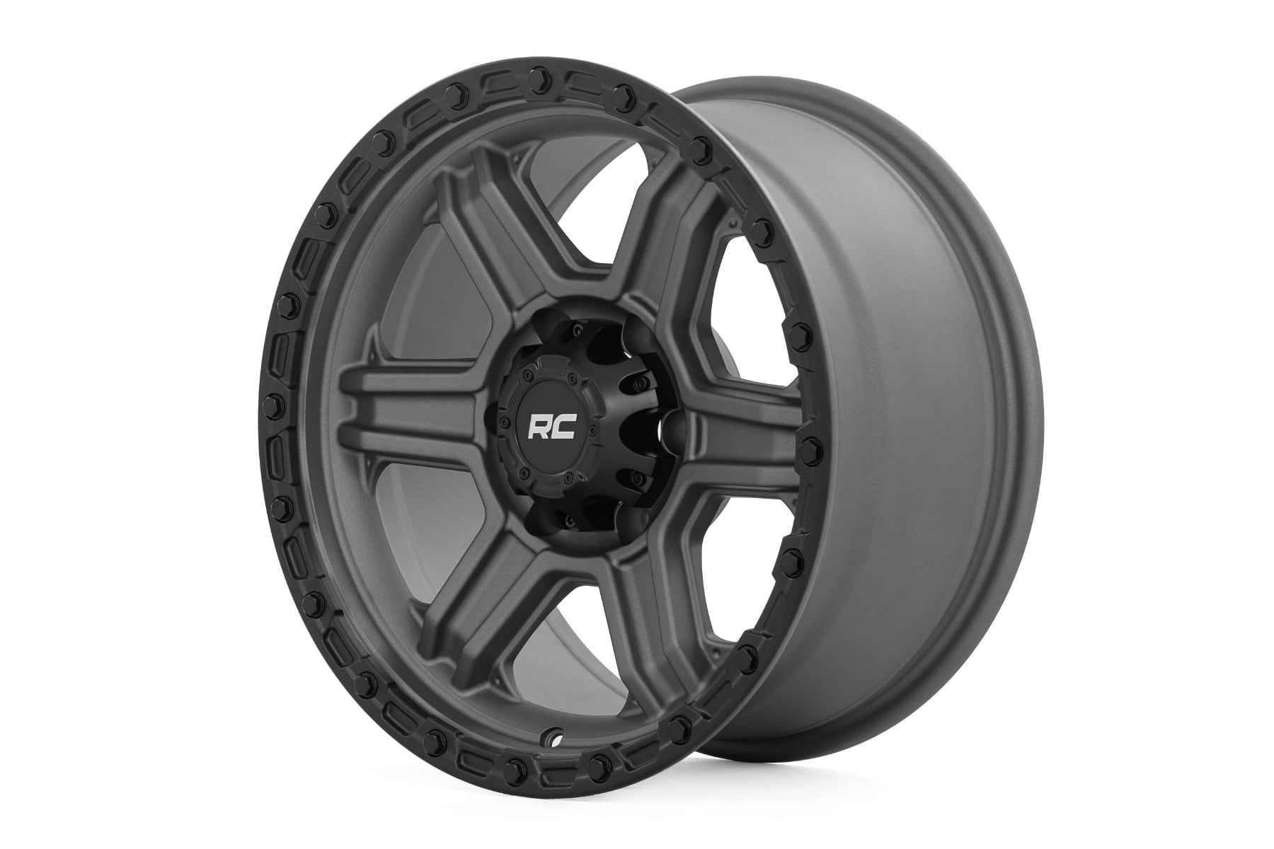 Rough Country 79 Series Wheel | One-Piece | Gunmetal Gray w/Black Ring | 17x8.5 | 6x5.5 | 0mm by Rough Country