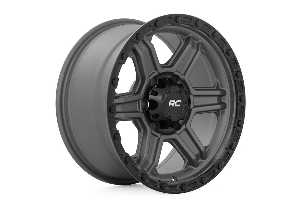 Rough Country 79 Series Wheel | One-Piece | Gunmetal Gray w/Black Ring | 17x8.5 | 6x5.5 | 0mm by Rough Country