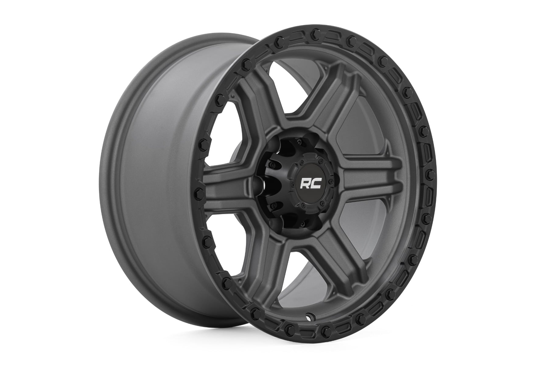 Rough Country 79 Series Wheel | One-Piece | Gunmetal Gray w/Black Ring | 17x8.5 | 6x5.5 | 0mm by Rough Country