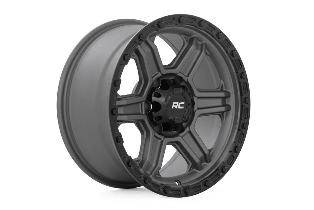 Rough Country 79 Series Wheel | One-Piece | Gunmetal Gray w/Black Ring | 17x8.5 | 6x5.5 | 0mm by Rough Country