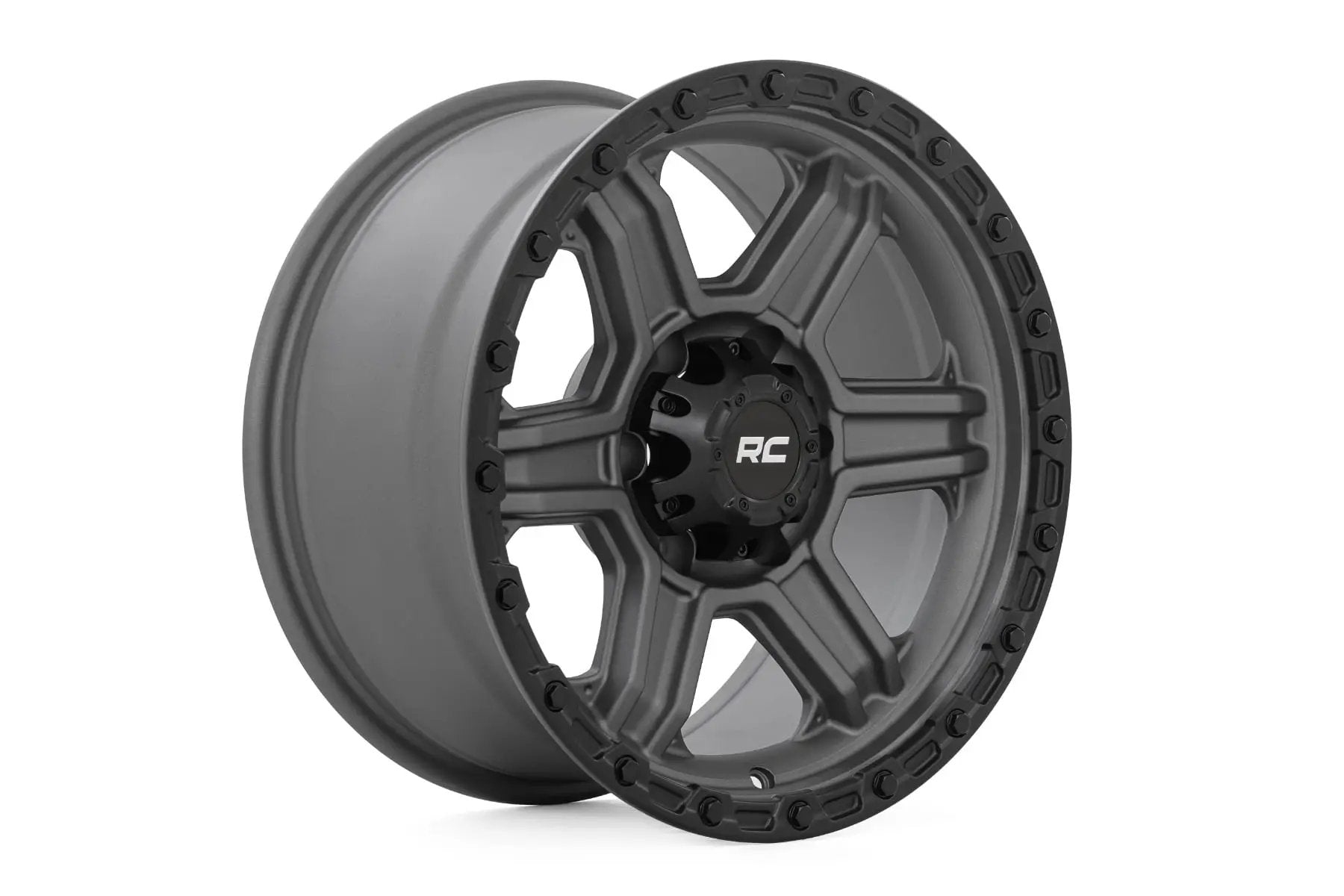 Rough Country 79 Series Wheel | One-Piece | Gunmetal Gray w/Black Ring | 17x8.5 | 6x5.5 | 0mm by Rough Country