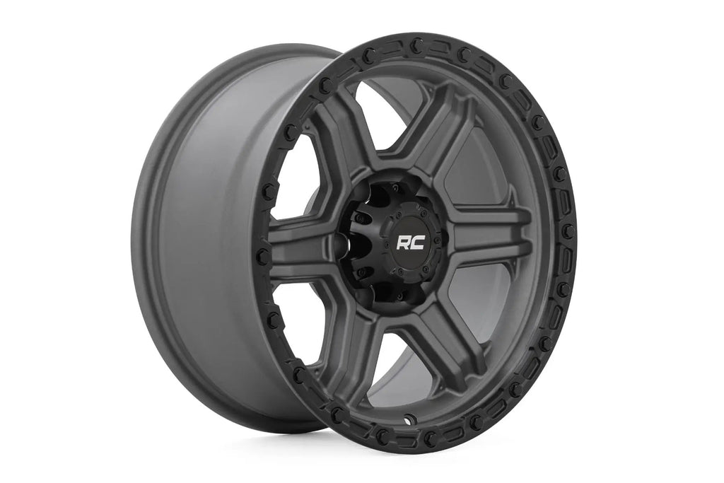 Rough Country 79 Series Wheel | One-Piece | Gunmetal Gray w/Black Ring | 17x8.5 | 6x5.5 | 0mm by Rough Country
