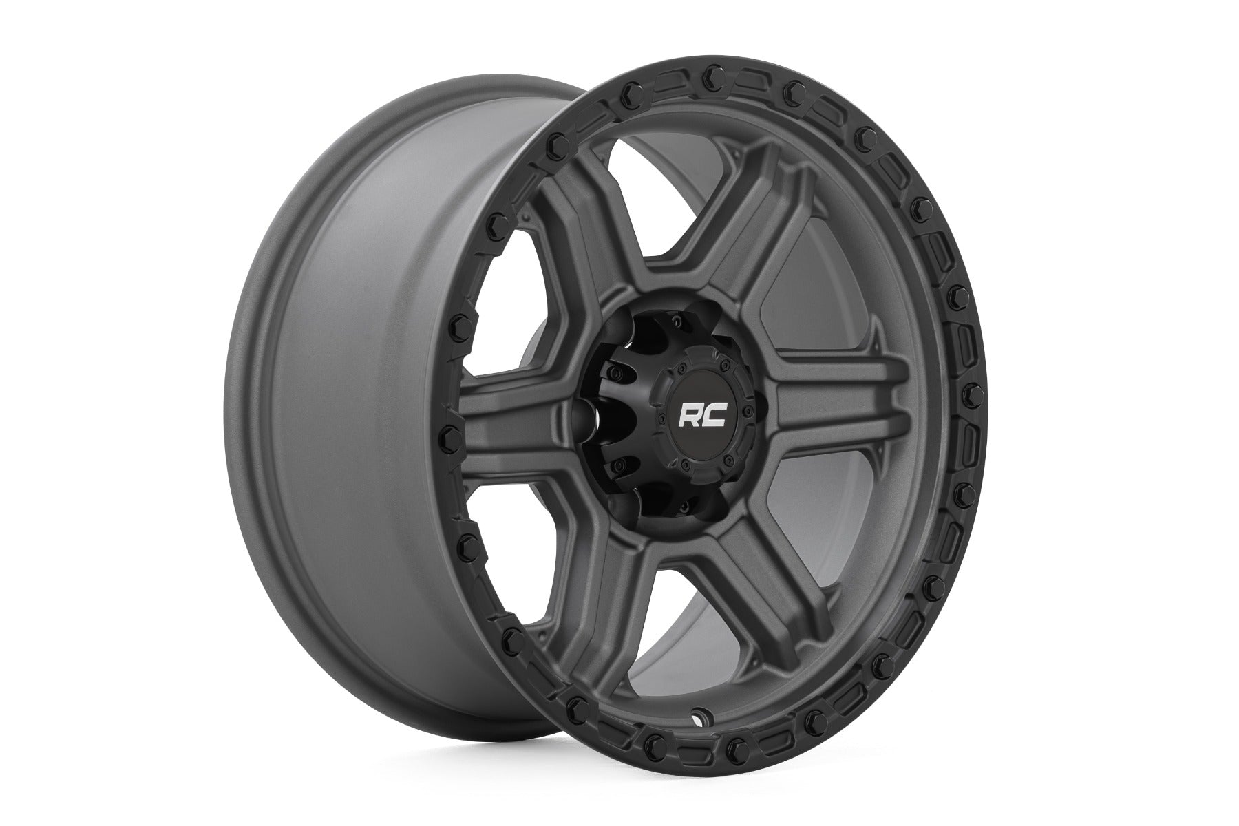Rough Country 79 Series Wheel | One-Piece | Gunmetal Gray w/Black Ring | 17x8.5 | 6x5.5 | 0mm by Rough Country