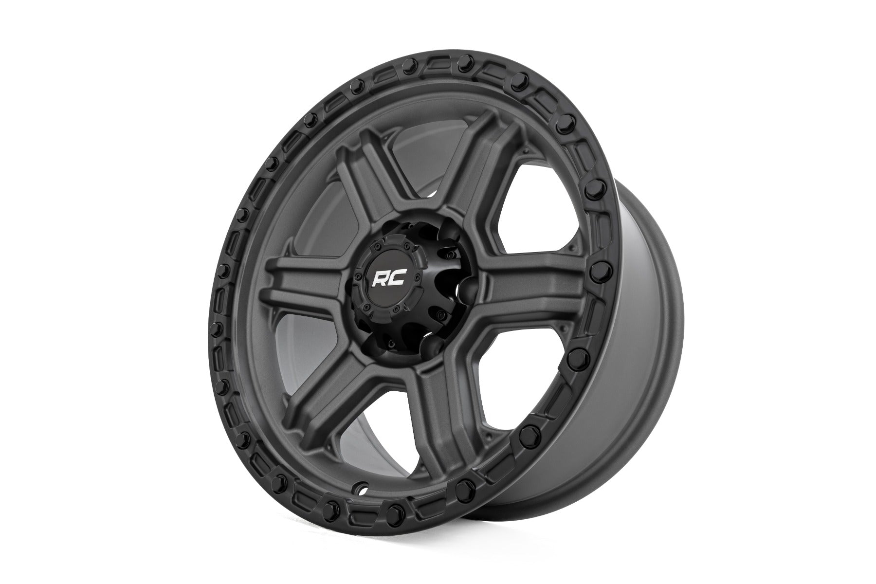 Rough Country 79 Series Wheel | One-Piece | Gunmetal Gray w/Black Ring | 17x8.5 | 6x5.5 | 0mm by Rough Country