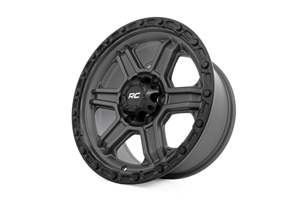 Rough Country 79 Series Wheel | One-Piece | Gunmetal Gray w/Black Ring | 17x8.5 | 6x5.5 | 0mm by Rough Country