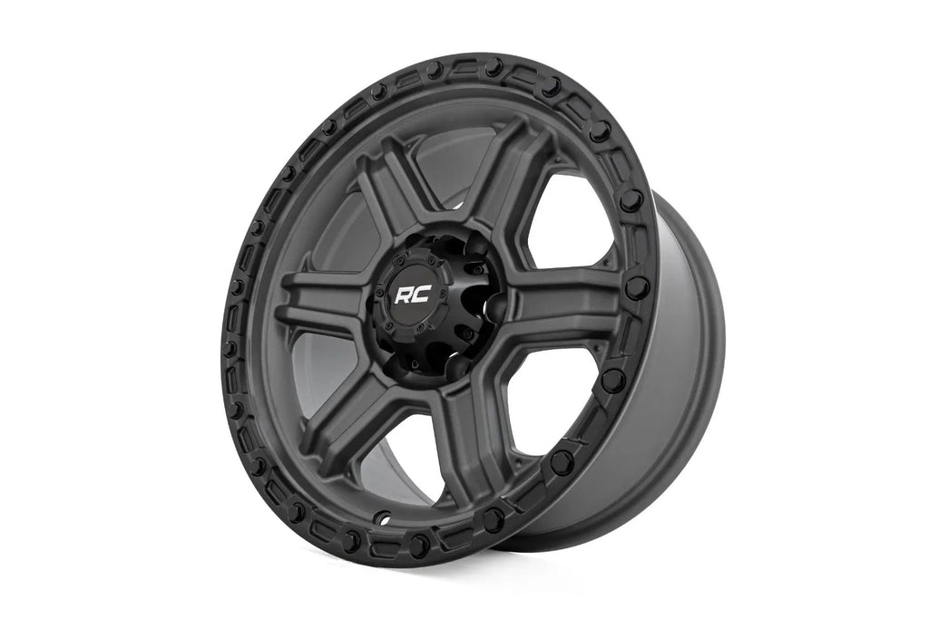Rough Country 79 Series Wheel | One-Piece | Gunmetal Gray w/Black Ring | 17x8.5 | 6x5.5 | 0mm by Rough Country
