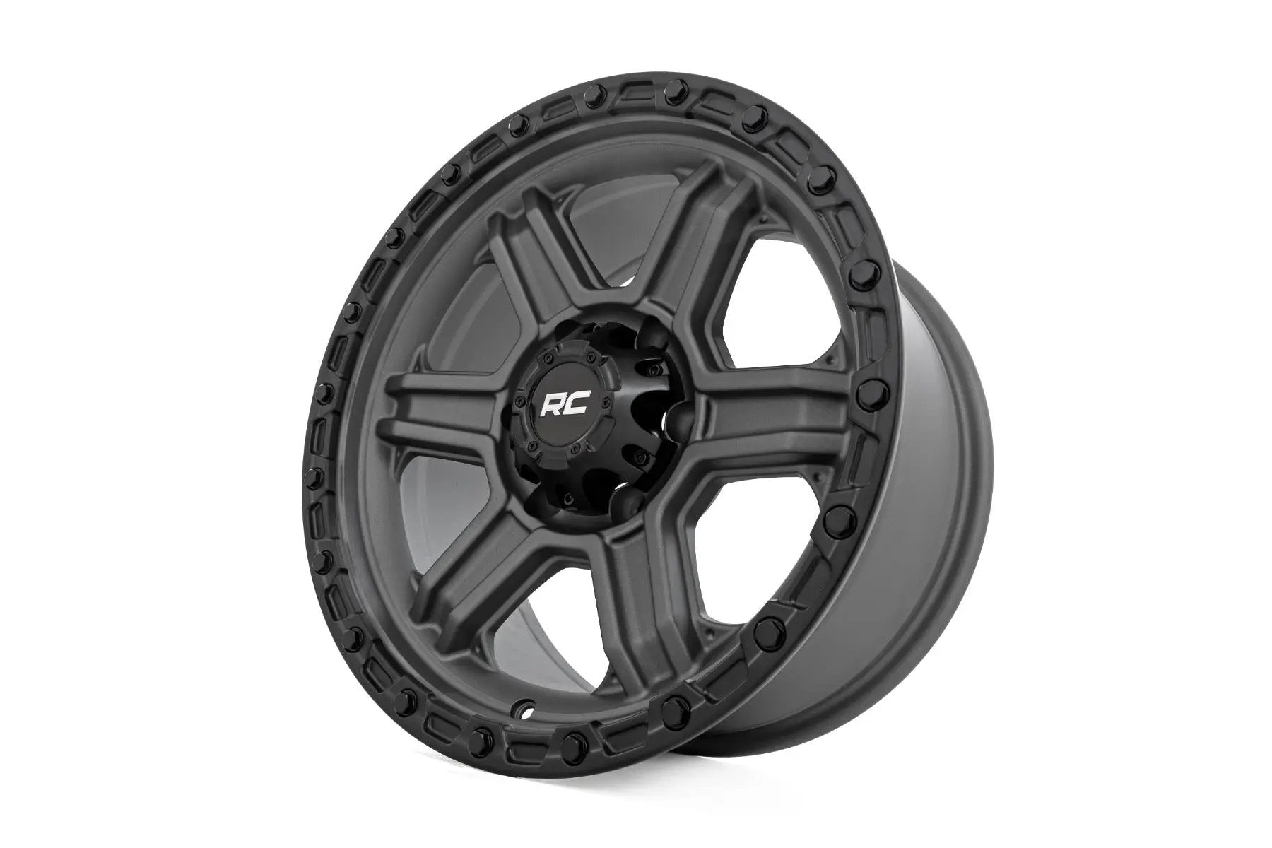 Rough Country 79 Series Wheel | One-Piece | Gunmetal Gray w/Black Ring | 17x8.5 | 6x5.5 | 0mm by Rough Country