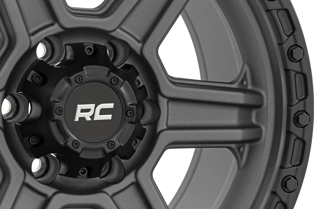 Rough Country 79 Series Wheel | One-Piece | Gunmetal Gray w/Black Ring | 17x8.5 | 6x5.5 | 0mm by Rough Country