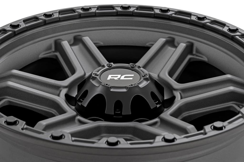 Rough Country 79 Series Wheel | One-Piece | Gunmetal Gray w/Black Ring | 17x8.5 | 6x5.5 | 0mm by Rough Country