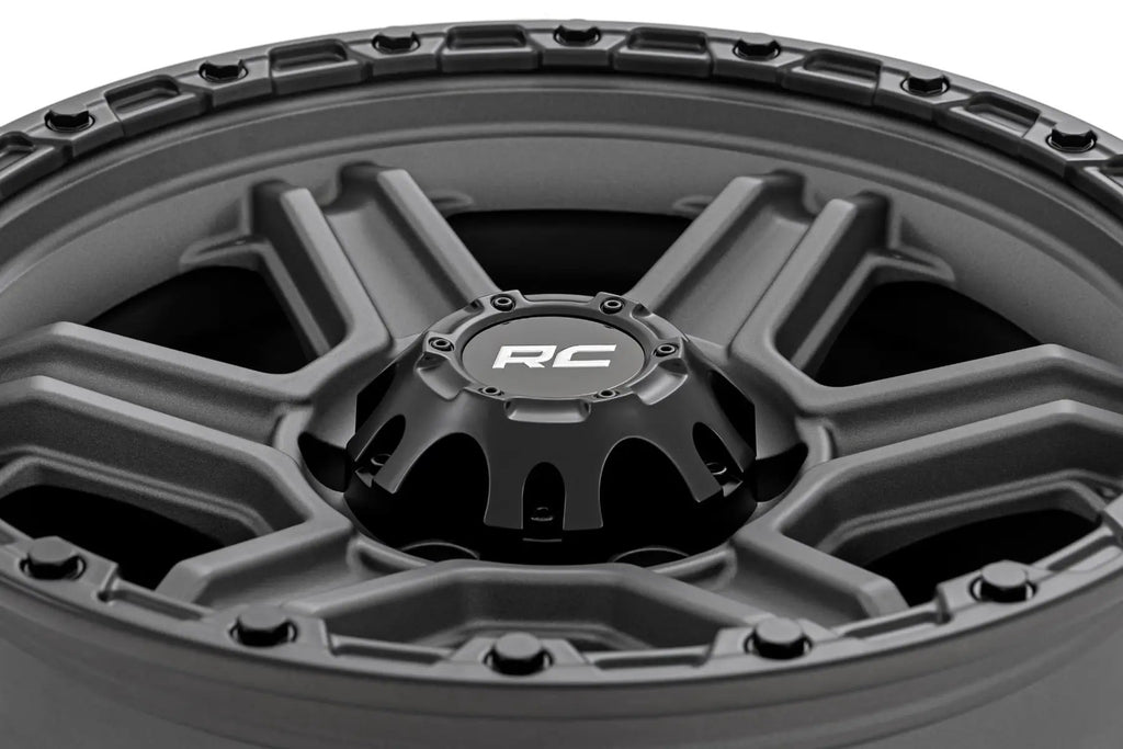 Rough Country 79 Series Wheel | One-Piece | Gunmetal Gray w/Black Ring | 17x8.5 | 6x5.5 | 0mm by Rough Country