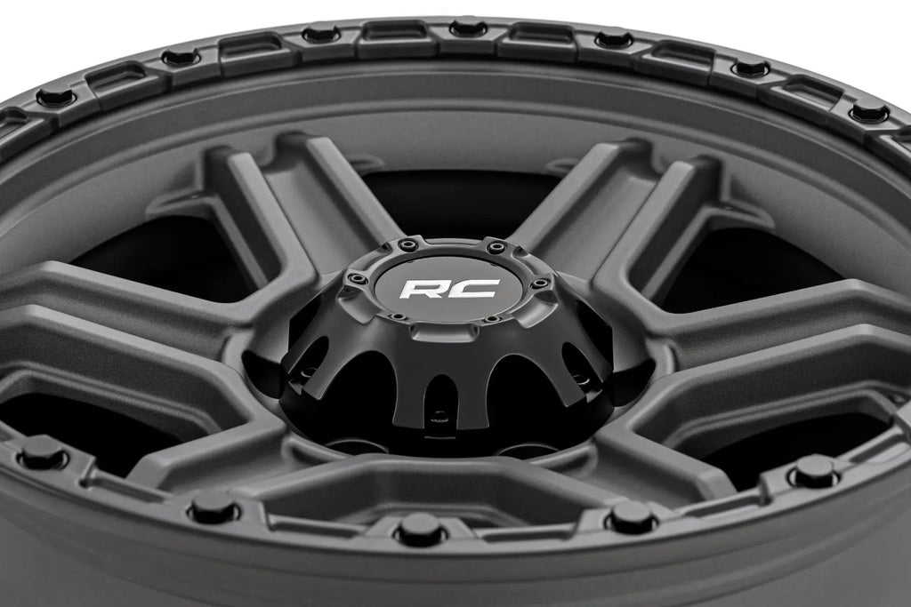 Rough Country 79 Series Wheel | One-Piece | Gunmetal Gray w/Black Ring | 17x8.5 | 6x5.5 | 0mm by Rough Country