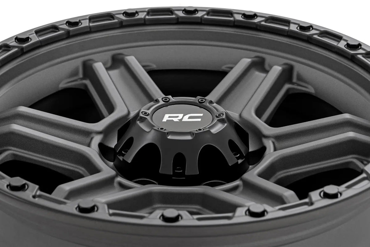Rough Country 79 Series Wheel | One-Piece | Gunmetal Gray w/Black Ring | 17x8.5 | 6x5.5 | 0mm by Rough Country