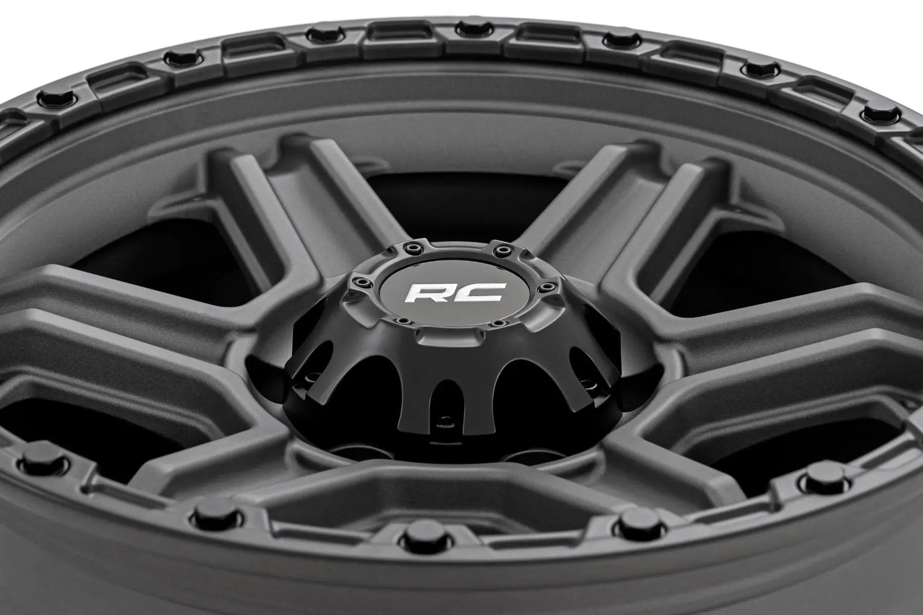 Rough Country 79 Series Wheel | One-Piece | Gunmetal Gray w/Black Ring | 17x8.5 | 6x5.5 | 0mm by Rough Country