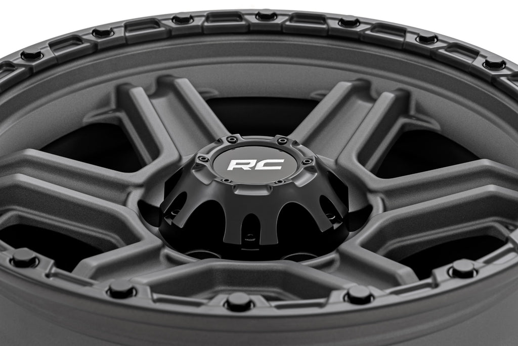 Rough Country 79 Series Wheel | One-Piece | Gunmetal Gray w/Black Ring | 17x8.5 | 6x5.5 | 0mm by Rough Country