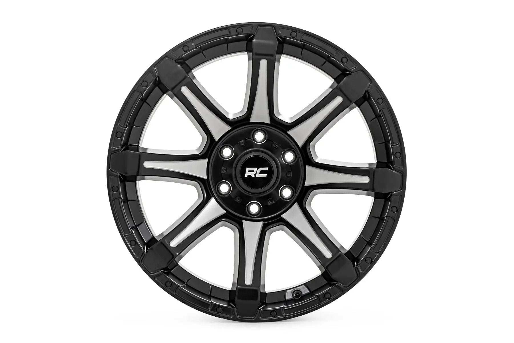 Rough Country 81 Series Wheel | One-Piece | Semi Gloss Black w/machined spokes | 20x10 | 6x5.5 | -19 by Rough Country