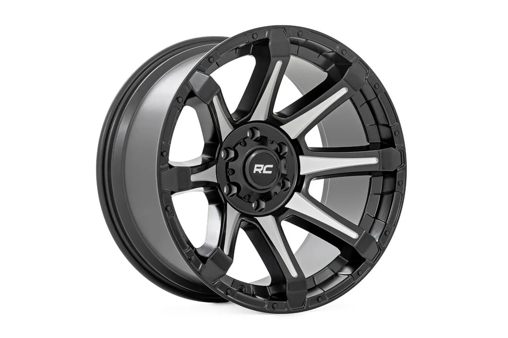 Rough Country 81 Series Wheel | One-Piece | Semi Gloss Black w/machined spokes | 20x9 | 5x150 | +18m by Rough Country