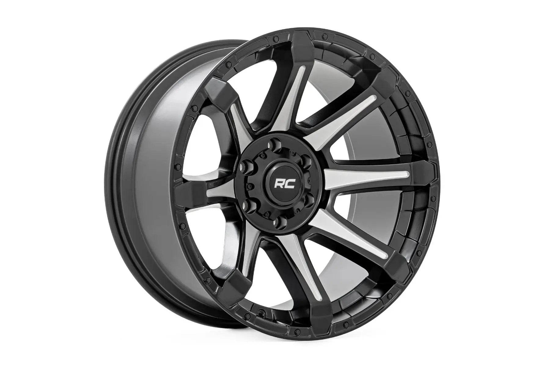Rough Country 81 Series Wheel | One-Piece | Semi Gloss Black w/machined spokes | 20x9 | 5x150 | +18m by Rough Country